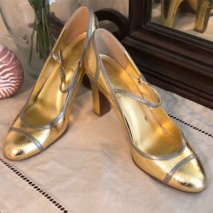 Jcrew gold crinkles shoes Sz 8.5